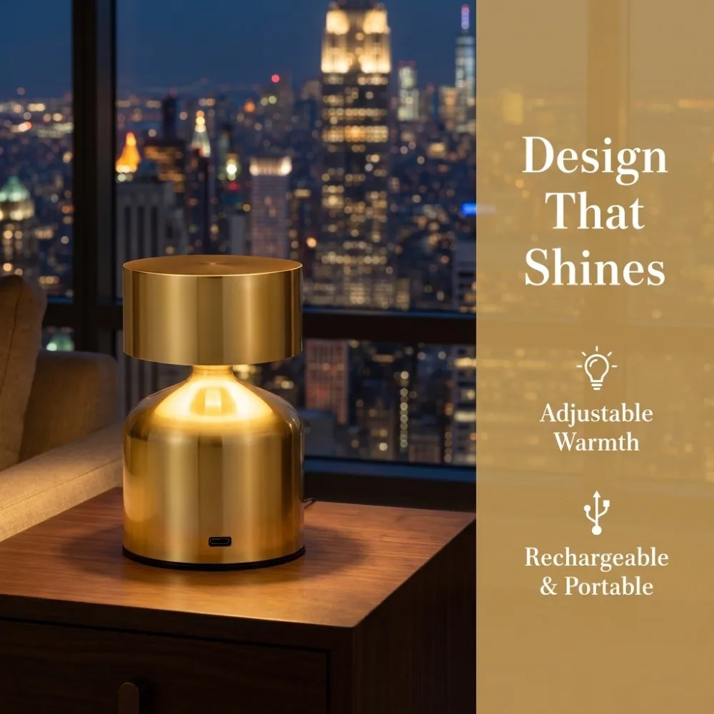 

Modern Bar Desk Lamp 3-Level Dimmable USB Rechargeable Table Lamp Metal Dumbbell Design Touch Control Luminous Night Light Bar