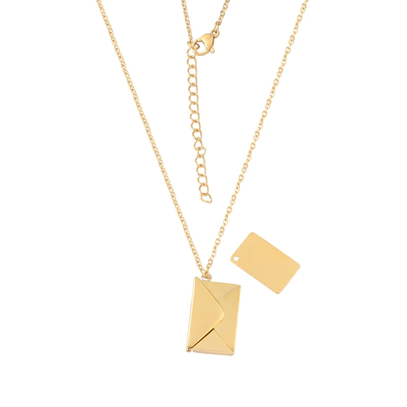 Fnixtar Detachable Envelope Pendant Necklaces Mirror Polish Stainless Steel Creative Love Letter DIY Necklace 10 PCS/lot