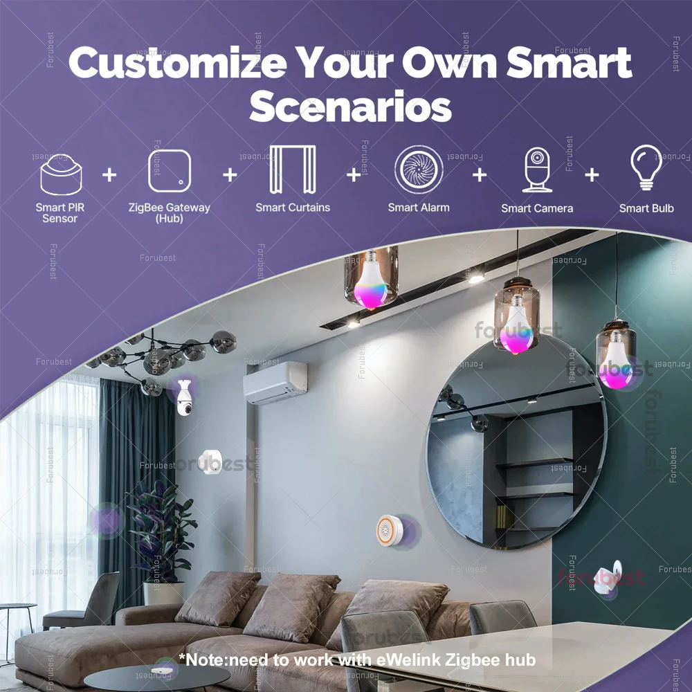 Zigbee PIR Motion Sensor Smart Human Body Movement Wireless Infrared Detector Home Security Protection For Alexa Google Ewelink