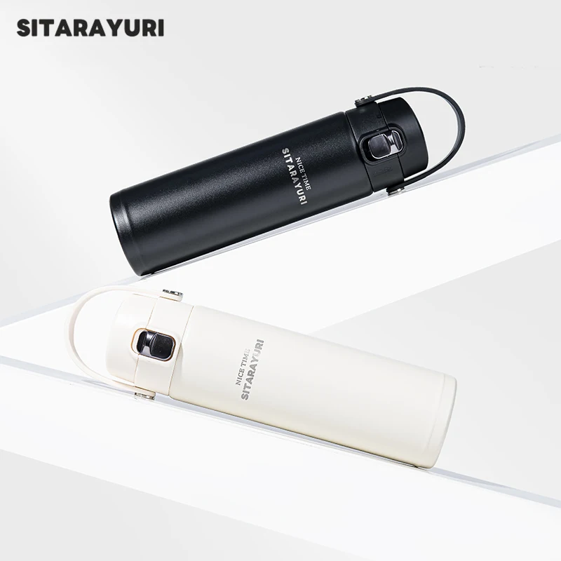SITARAYURI Stainless Steel Themos Cup 500ML Pop-top Insulated Cup Leak-proof Portable Outdoor Sports Fitness Mug Travel Cup