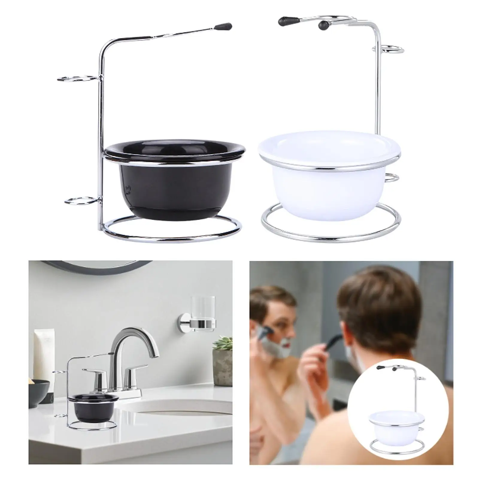 Stainless Steel Shaving Soap Bowl Portable with Stand Smooth Shaving Mug for Father Birthday Men Boyfriend Valentines Day Gifts