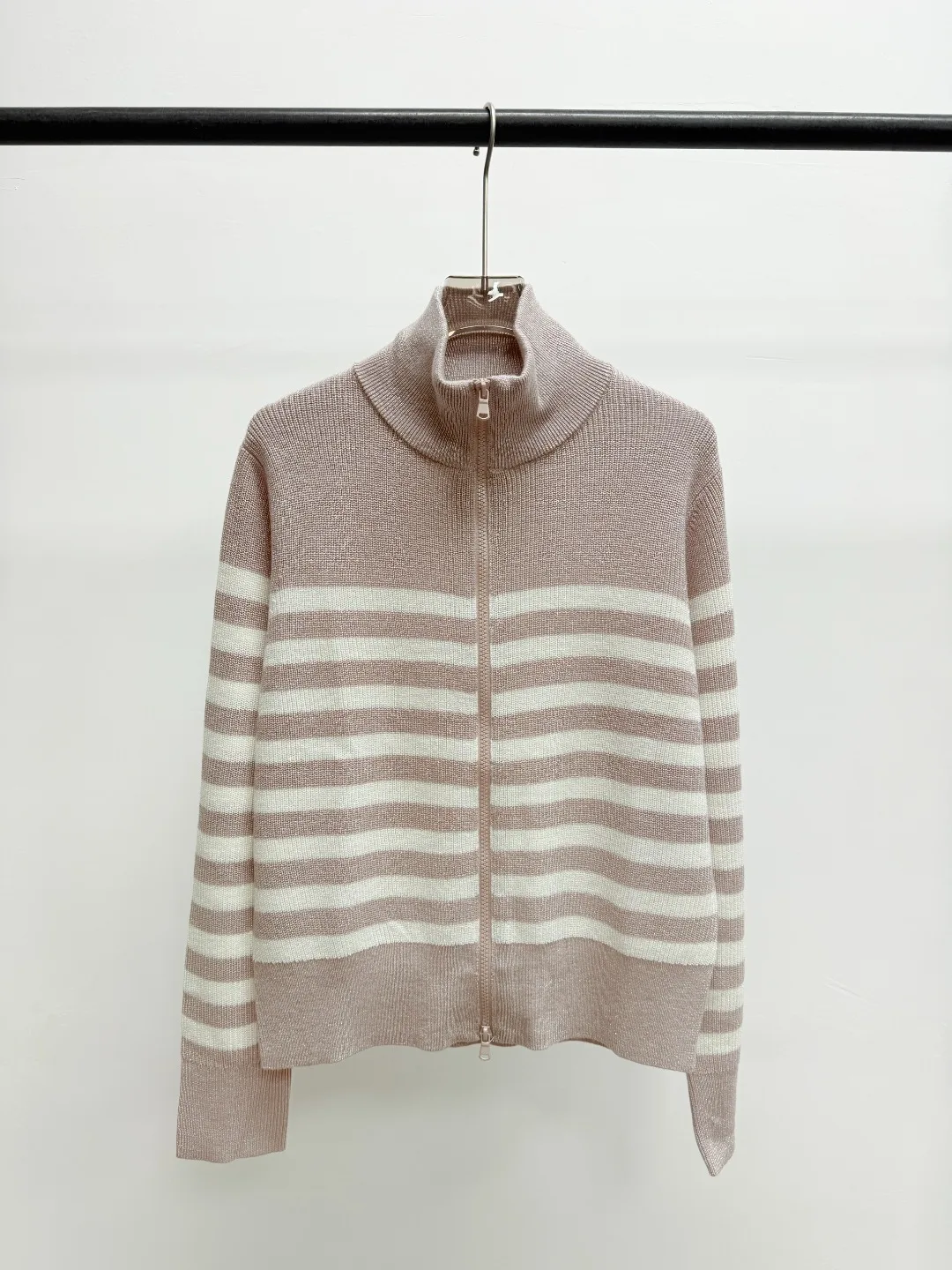 Women'S High-Quality Vintage-Style Silver-Thread Double-Zip Cardigan (Fall/Winter 2026 New Arrival)