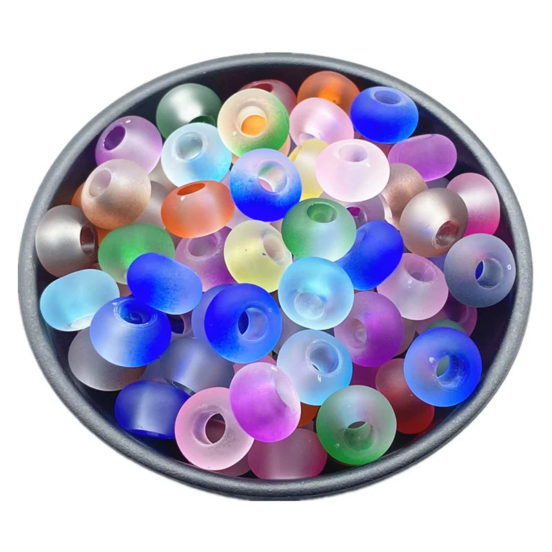 20pcs/lot 15x9mm Mixing Color Big Hole Acrylic Beads Loose Spacer Oblate Circle Bead Necklace Bracelet Pendant Jewelry Making