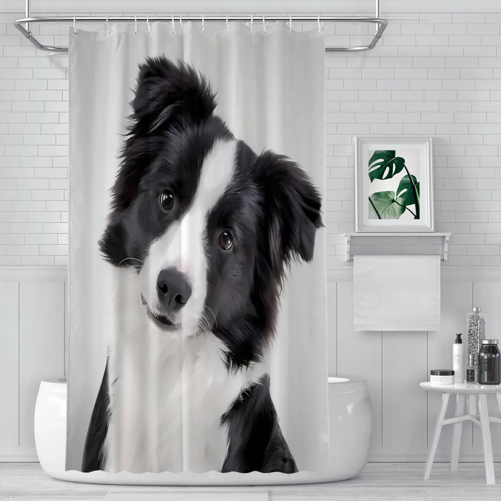 Border Collie Colorful Bathroom Shower Curtains  Waterproof Partition Creative Home Decor Bathroom Accessories