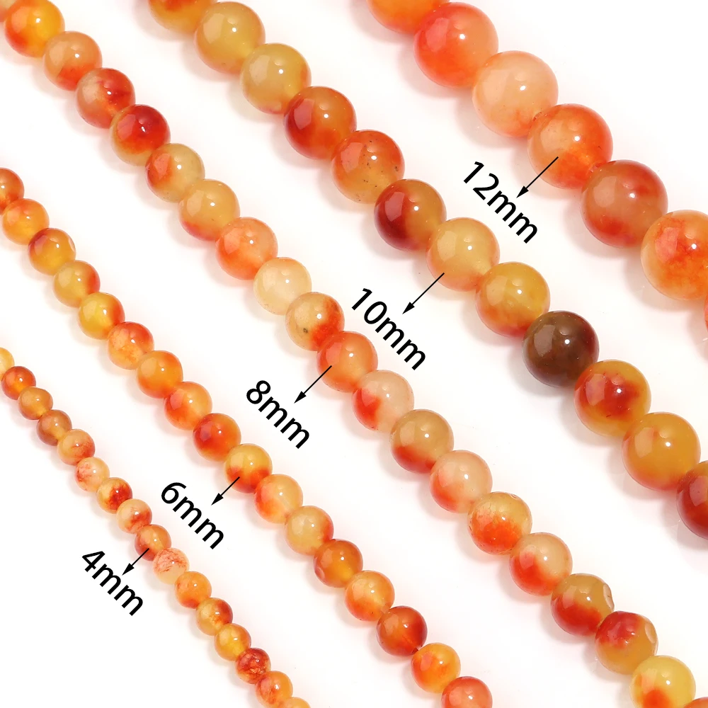 1 Strand Round Natural Stone Beads Orange Chalcedony Beads Loose Spacer Bead For DIY Jewelry Making Necklace Bracelet Supplies