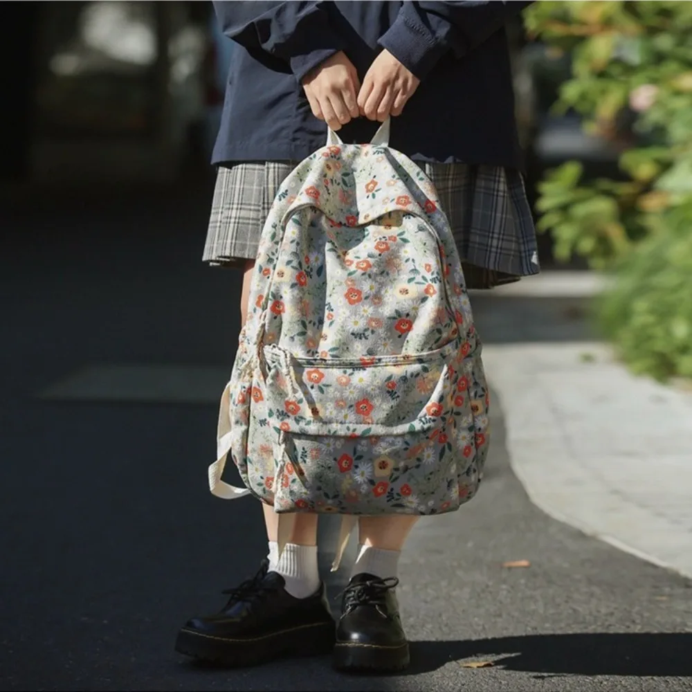 Zaini da donna di grande capacità nuovo zaino da scuola multifunzione con cerniera borsa per libri con stampa floreale studenti