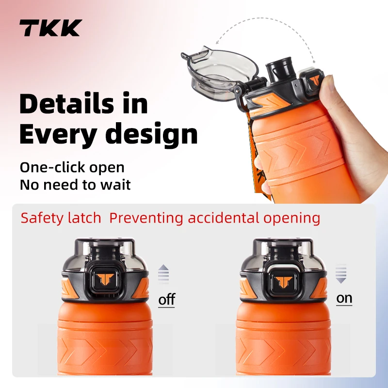 TKK 600/850/1000ml Sports Watter Bottle Tritan BPA-free Portable Leak-proof Plastic Drinkware Outdoor Fitness Gradie Kettle