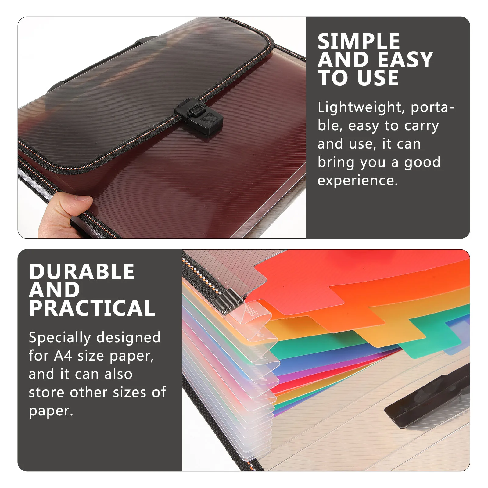 

File Organizer Folder Large Capacity A4 Portable Document Storage Bag Multi Pocket Expandable Data Holder For Office Papers