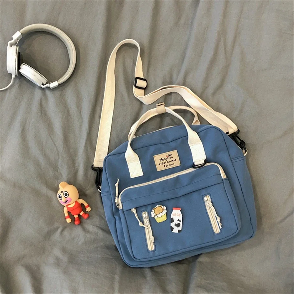 

3 In 1 Backpack for Teenage Girl Ring Buckle Portable Travel Shoulder Bag Female Small Schoolbag Badge Woman Rucksack Satchel