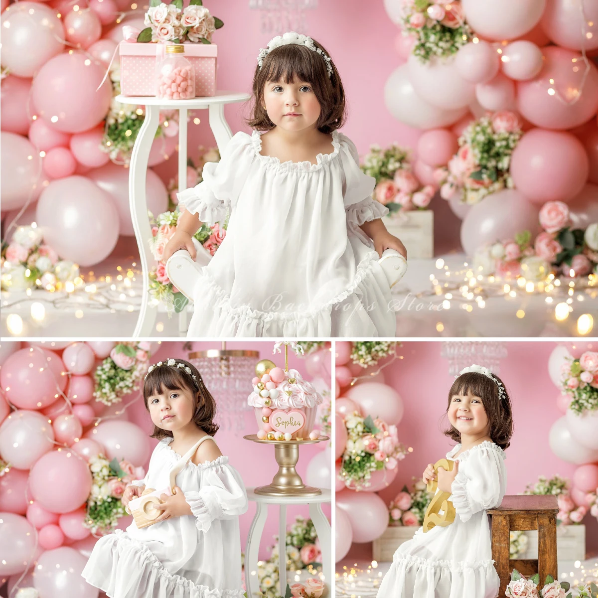 

Pink Dream Balloon Arch Backgrounds Spring Bloom Kids Baby Photography Props Child Adult Photocall Birthday Cake Smash Backdrops