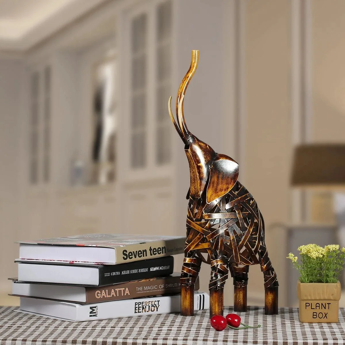 Metal Weaving Elephant Artwork Handmade Iron Elephant Sculpture Home Decoration Crafts Animal Sculpture Decorative