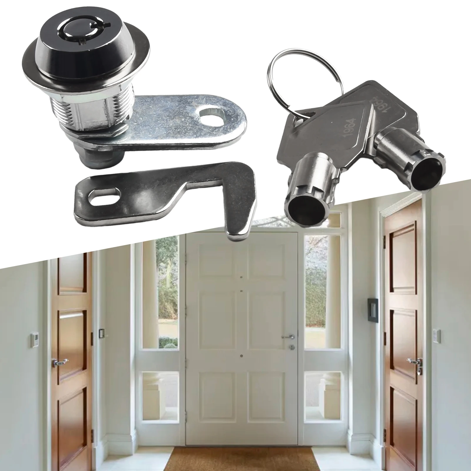 Tool Box Lock Cylinder Tubular Camlock 90 Degree Hook Cam Replacement Lock +Keys Home Improvement Hardware Locks Household Parts