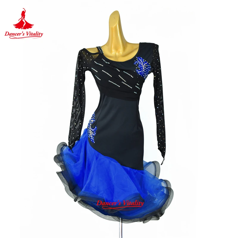 Sexy Dress Latin Dance Clothes for Women Latin Dance Flowers Long Sleeves Dress Girls Latin Dance Dress Cha-cha Dance Dress
