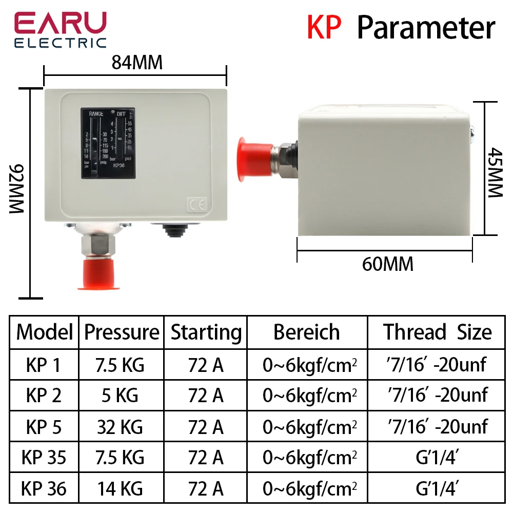 KP1-36 PK503-530 Electronic Pressure Controllwer Switch Water Pump KP36 Pressure Controller Pressure Switch Eletronic 24V~380V