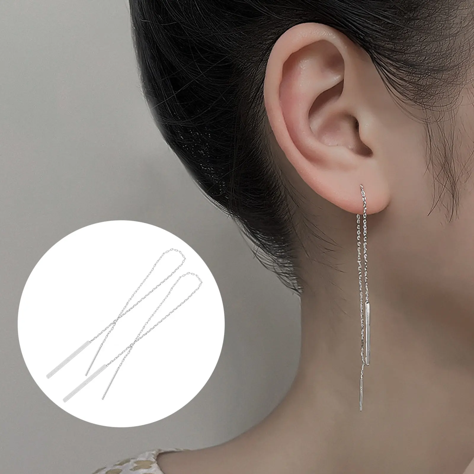 1Pair Minimalist Long Chain Dangle Earrings Threaded Earrings for Women Fashion Tassel Drop Ear Jewelry Thread Earring for Women