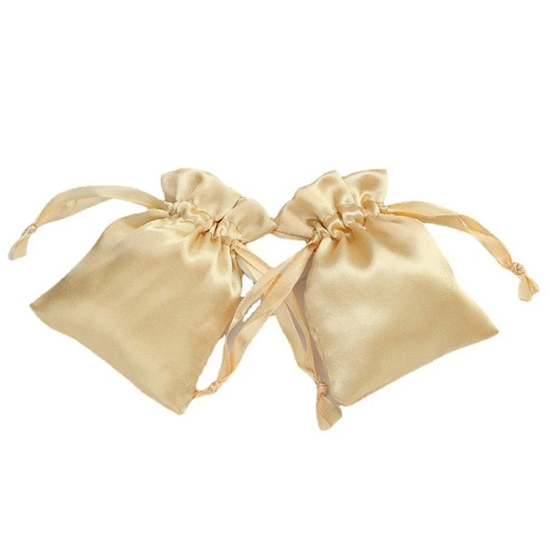 Yellow Gold Silk Stain Gift Bags 8x10cm 9x12cm 10x15cm(4