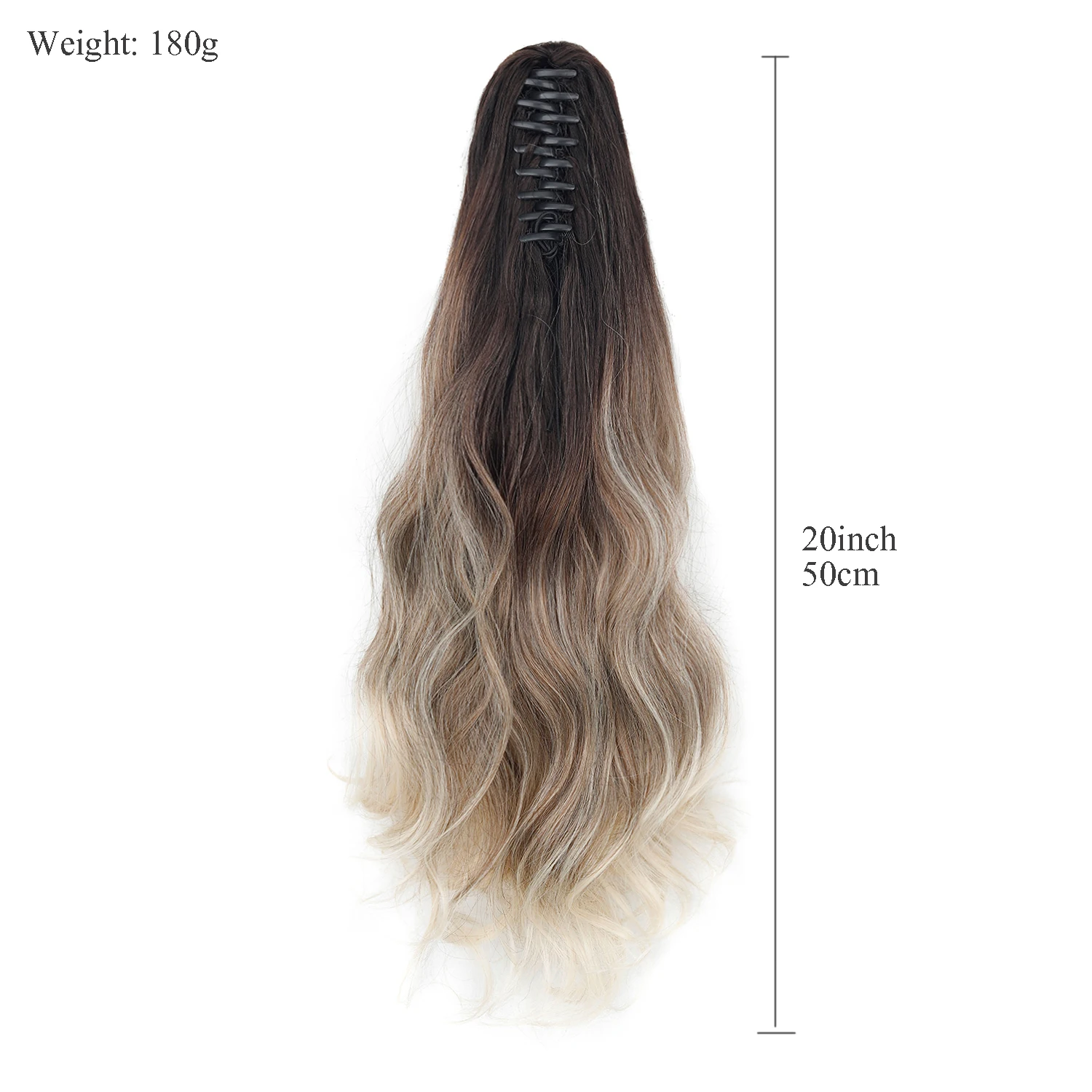 الاصطناعية طويلة متموجة ذيل حصان الشعر التمديد مخلب كليب في الشعر ذيل حصان براون شقراء أومبير اللون للنساء هيربيسي الاستخدام اليومي #3
