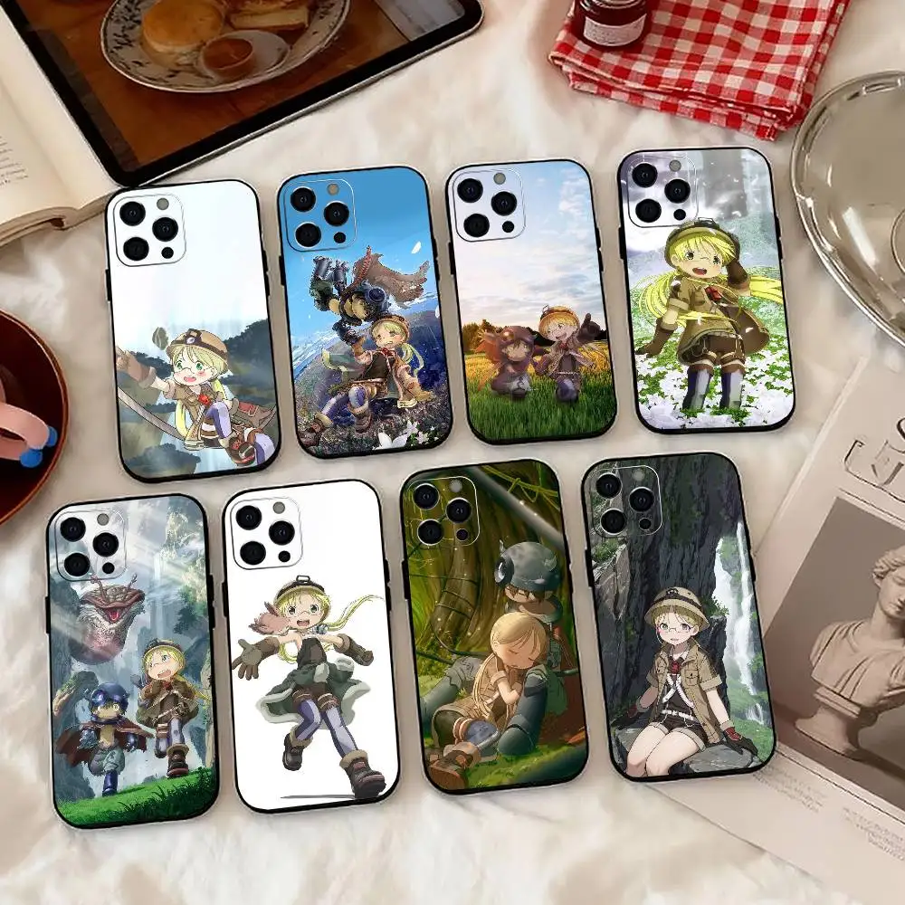 Funda de silicona suave negra M-MADE IN A-ABYSS Riko para iPhone 17, 16, 15, 14, 13, 12, 11 Plus, Pro Max, XS
