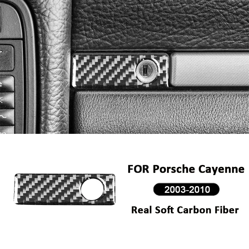 

Carbon Fiber Car Co-Pilot Storage Box Key Lock Trim Frame Decoration Sticker For Porsche Cayenne 2003-2010 Interior Accessories
