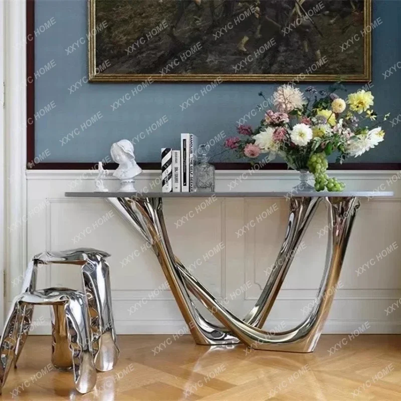 Minimal special-shaped entrance platform electroplating gradual change color into the home display table case