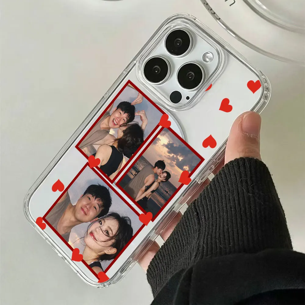Capa de Celular Personalizada DIY com Foto de Casal para iPhone 17 16 15 14 13 12 11 Pro XS Max Plus Mini X XR Air 16e 17e com Carregamento Sem Fio