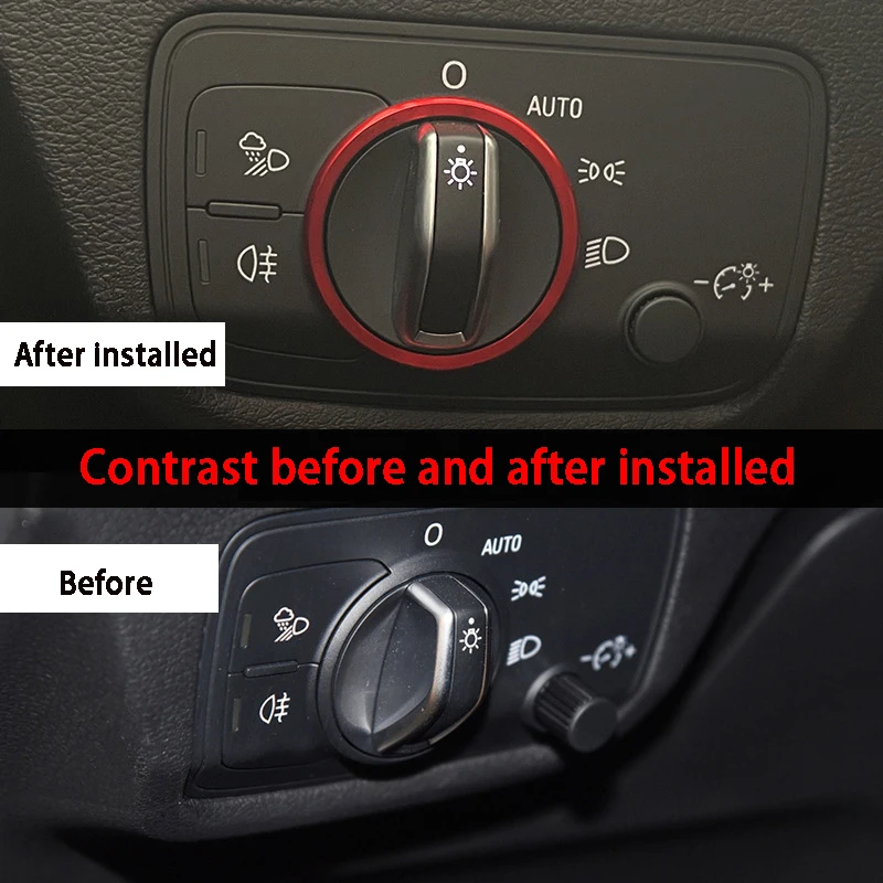 Headlight Adjust Switch Decoration Ring Car Stickers For AUDI 2014-2019 A3 V8 S3 Q2 Sq2 Tt Tts Interior Accessories Trim Strips view 2