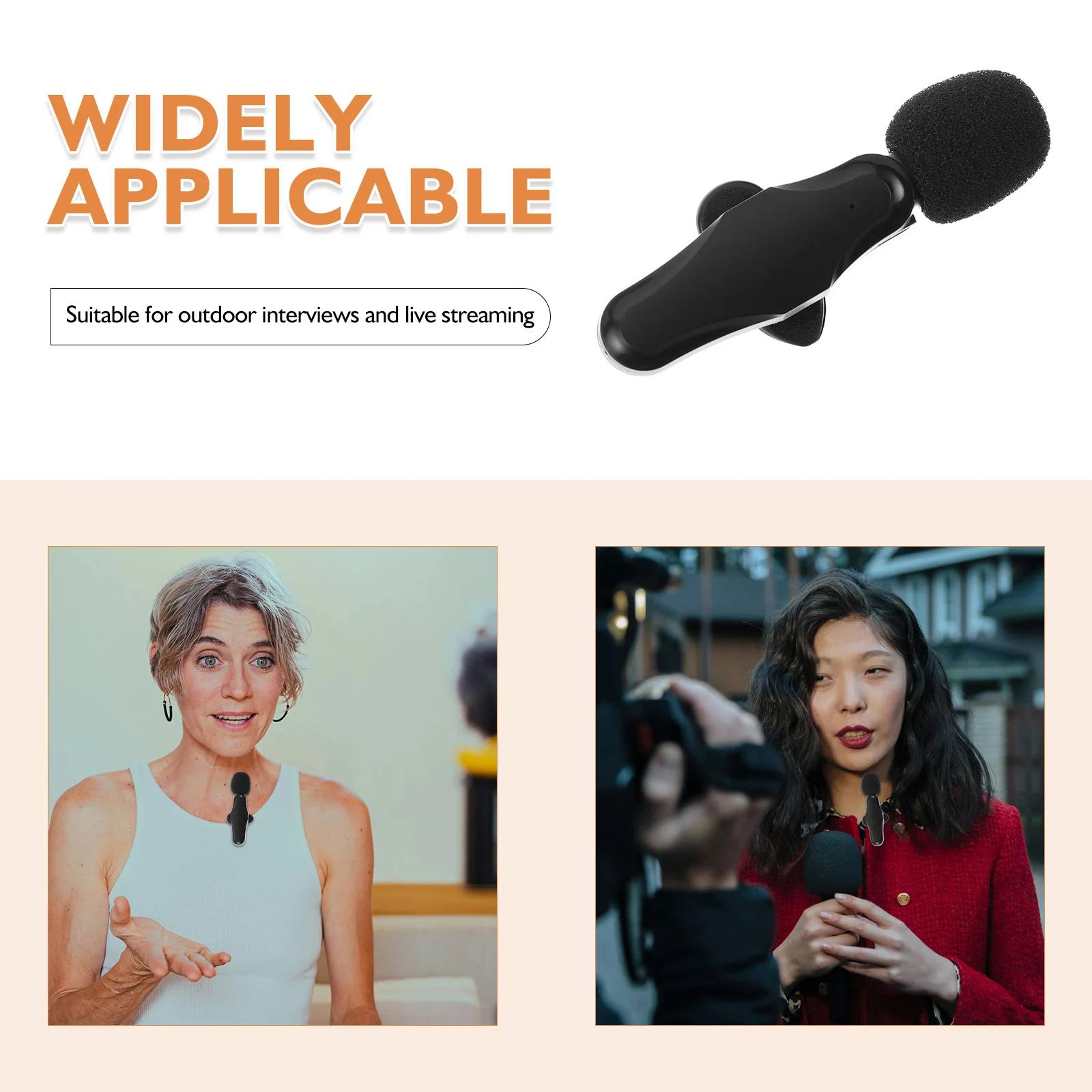 1 conjunto de sistema de microfone de lapela sem fio, microfone de lapela tipo para câmera de smartphone, transmissão ao vivo, vlogging, podcasting