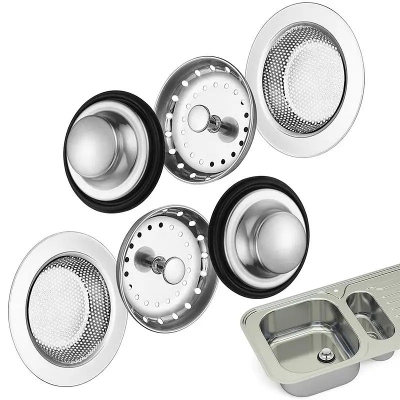 

Kitchen Sink Drain Strainer 6 Pack Stainless Steel Strainer Odor Filter Dish Odor-Proof Drainer Plug Cover Anti-Clogging Food