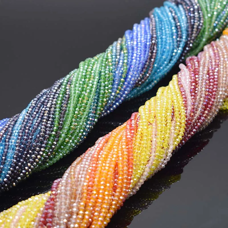 Plating AB Color Transparent Shiny 2 3 4 6mm Rondelle Faceted Crystal Glass Beads Round Loose Spacer Beads for Jewelry Making