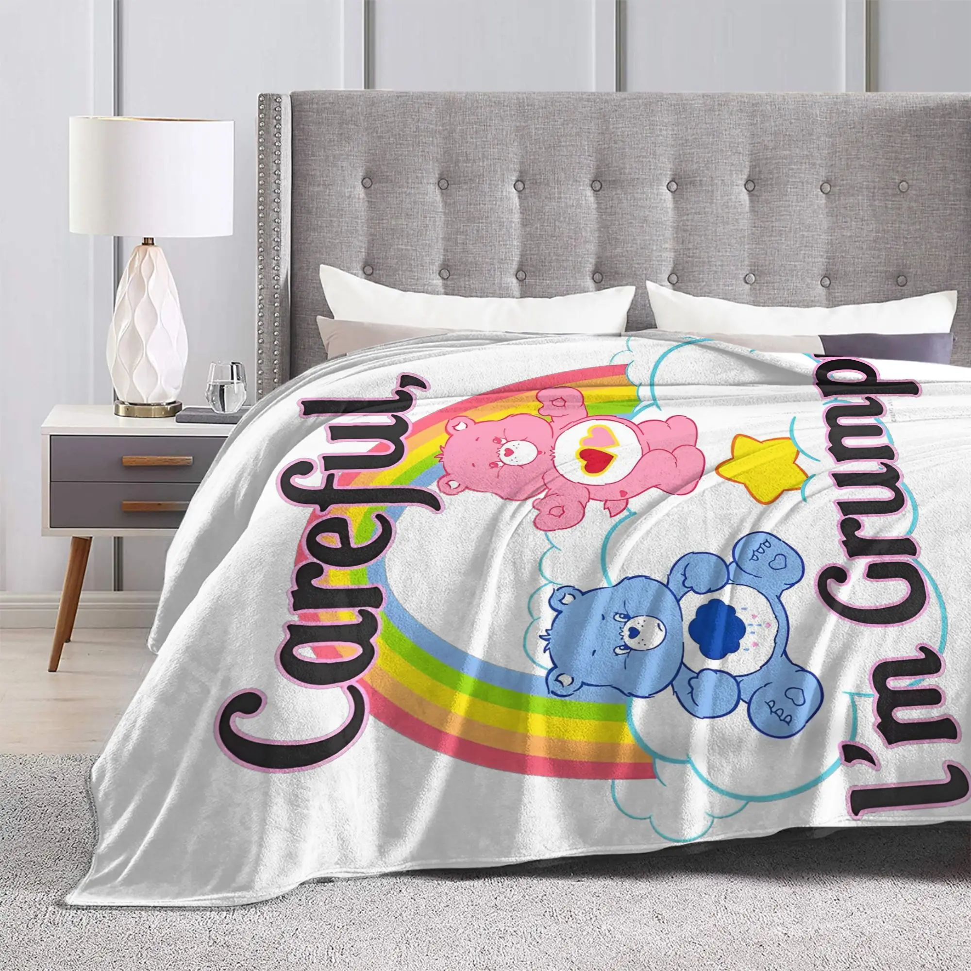 Care Bears Careful I'm Grumpy Coperta Decorazione in flanella Coperta calda multifunzione per biancheria da letto per auto domestica