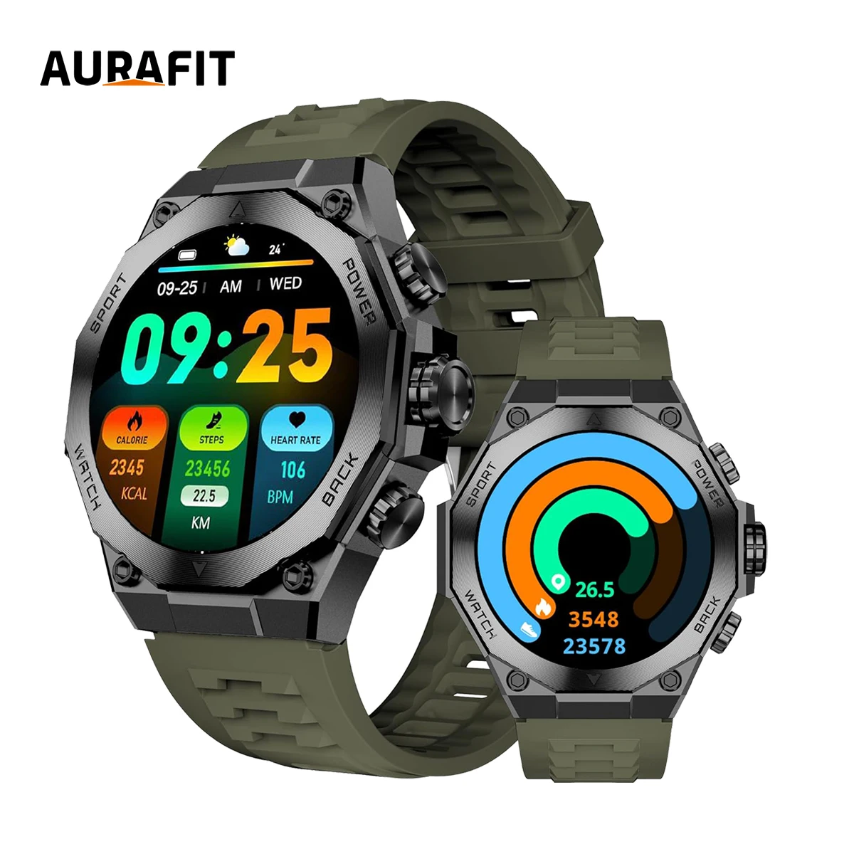 AM18 Smartwatch AURAFIT ENERGY 2 Masculino, 1.43" AMOLED, 150+ Modos Esportivos, Monitor Saúde relógio inteligente, Android/iOS