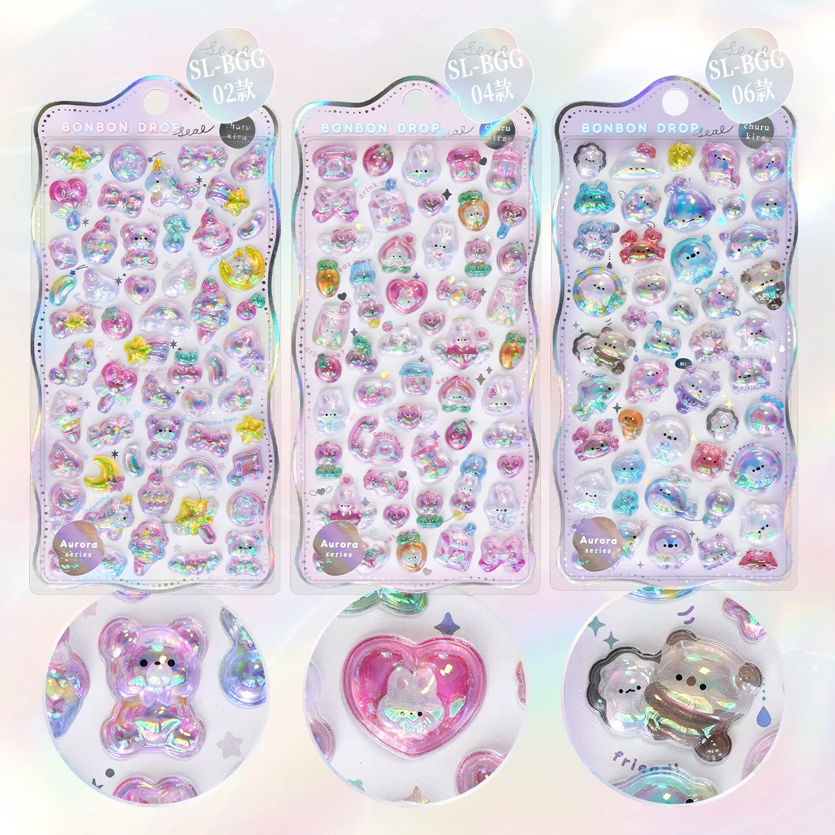 만화 리본 동물 무지개 그라데이션 3D 입체 스티커 귀여운 문구 DIY 스크랩북 저널 스티커 장식 미술 용품