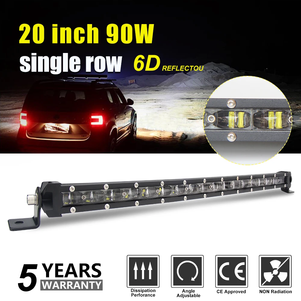 BraveWay LED Work Light Bar 12V 24V for Car Offroad 4x4 Combo Beam Super Slim 8inch 14inch 20inch Tractor Boat Truck SUV ATV 4WD