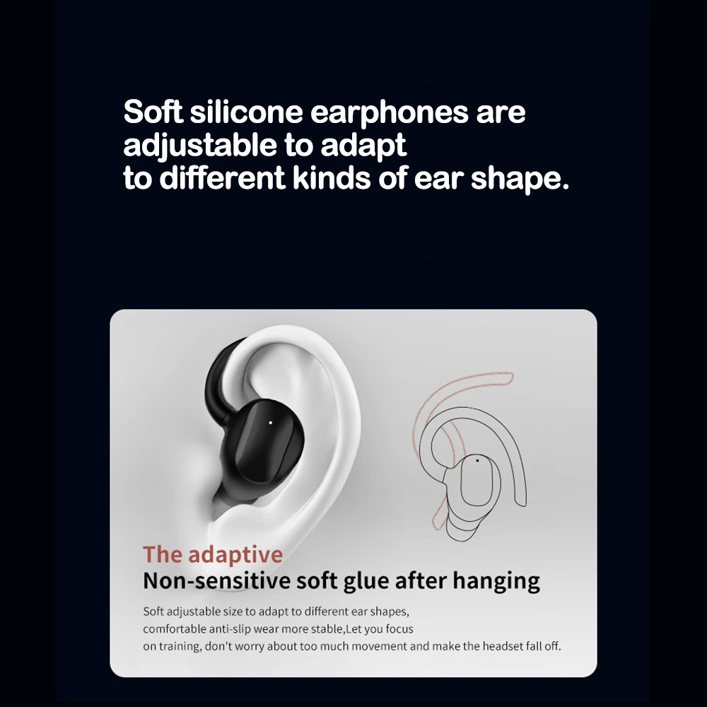 Thể Thao ENC Bluetooth 5.1 Không Dây Móc Tai Với Sạc Bass Nặng HiFi Stereo Chống Nước 100 Giờ Thời Gian Chờ Tai Nghe Nhét Tai