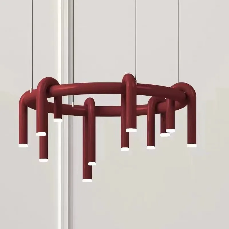 

Modern Scandinavian Linear Pendant Light, U-Shaped Hoop Design in Wrought Iron for Residential and Commercial Spaces