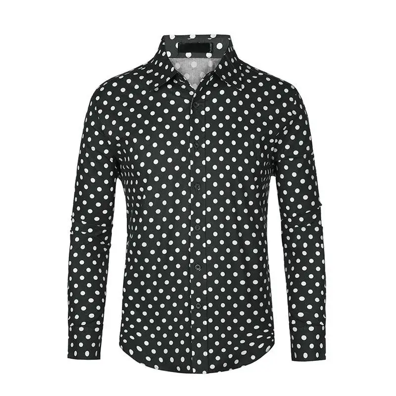 

Men's Polka Dot Long Sleeve Shirt with Men's Collar Daily Wear Resistant Deformation Other Material 100% round Dot Pattern