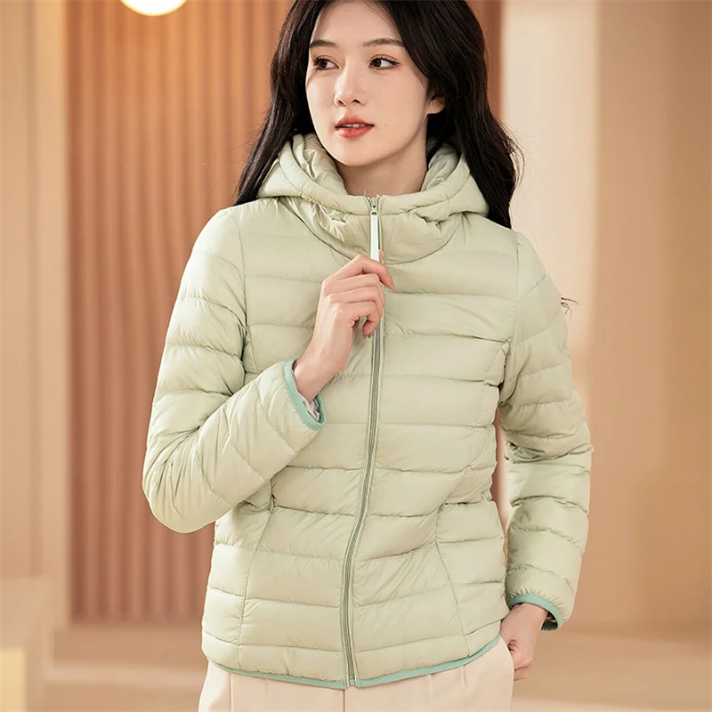 Ultra Light Thin White Duck Down Coat Autumn Winter Women Warm Hooded Down Jacket Ladies Bigsize Puffer Parkas Short Outwears