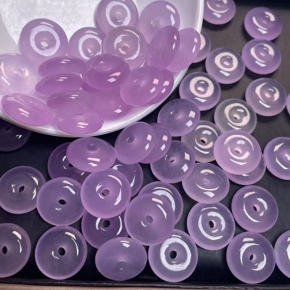 

25mm Natural Myanmar Jadeite Purple Burmese Jade Donut Beads For Jewelry Making Diy Bracelet Charms Necklace Pendant Accessories