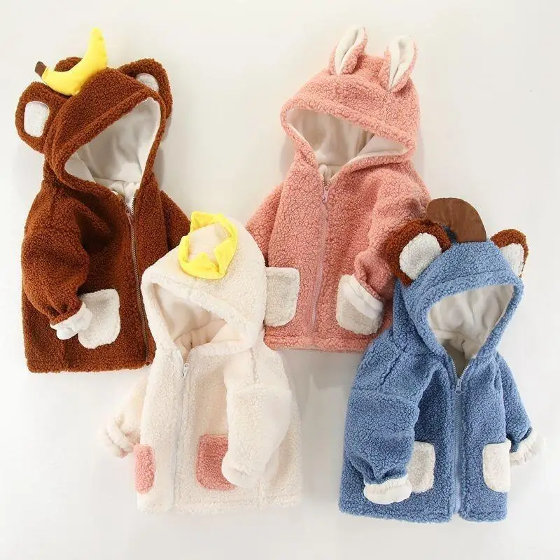 

Baby autumn winter Cute Short Jacket thickened Warm cotton clothes boys and girls Loungewear Fleece Jacket Outerwear Winter Coat