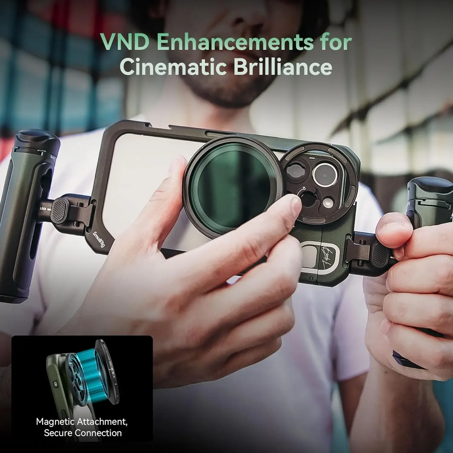 Mobile Video Kit for i Phone 15 Pro Max with Wireless Quick Release Dual Handles VND phone filter adapter4407