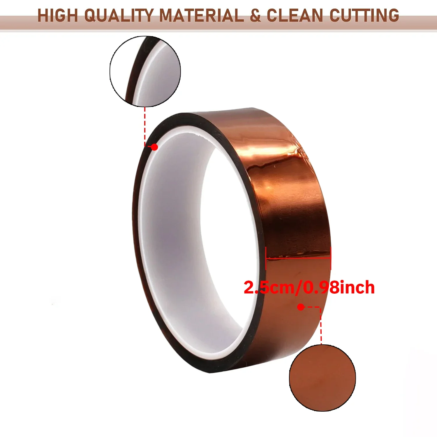 1 Stück selbstklebendes Klebeband, 33 m, hochtemperaturbeständiges Klebeband, Elektronikindustrie, Schweißen, Polyimid, Capton, Isolierband