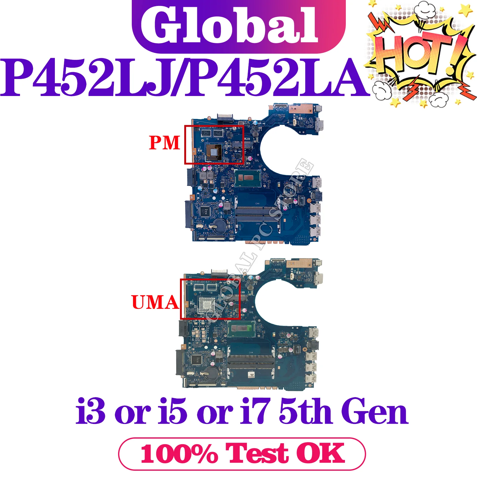 

P452LA Mainboard For ASUS P452LJ PE452LA PRO452LA PRO452LJ PX452LJ PX452LA PE452LJ P452L Laptop Motherboard I3 I5 I7 5th