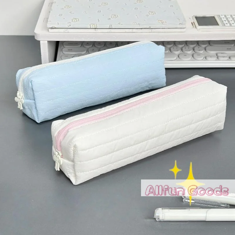[TG835]Cream Color Pencil Case Multi-functional Large-capacity Pen Bag Stationery Organizer School Supplies