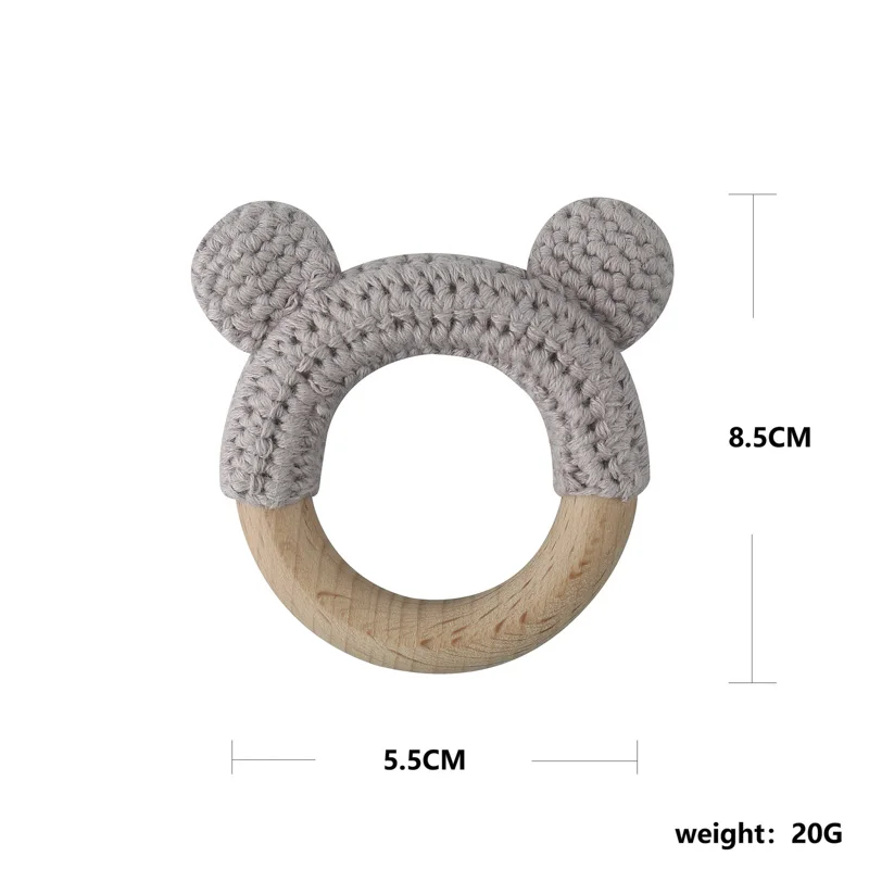 Cartoon Baby Teether Braided Wooden Ring Cradle Baby Rattle Beech Koala Rodent Baby Gym Accessories Tooth Pendant Nursing Toy images - 6