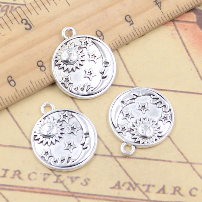 10pcs Charms Sun Star Moon Sunshine 22x19mm Tibetan Silver Color Pendants Antique Jewelry Making DIY Handmade Craft