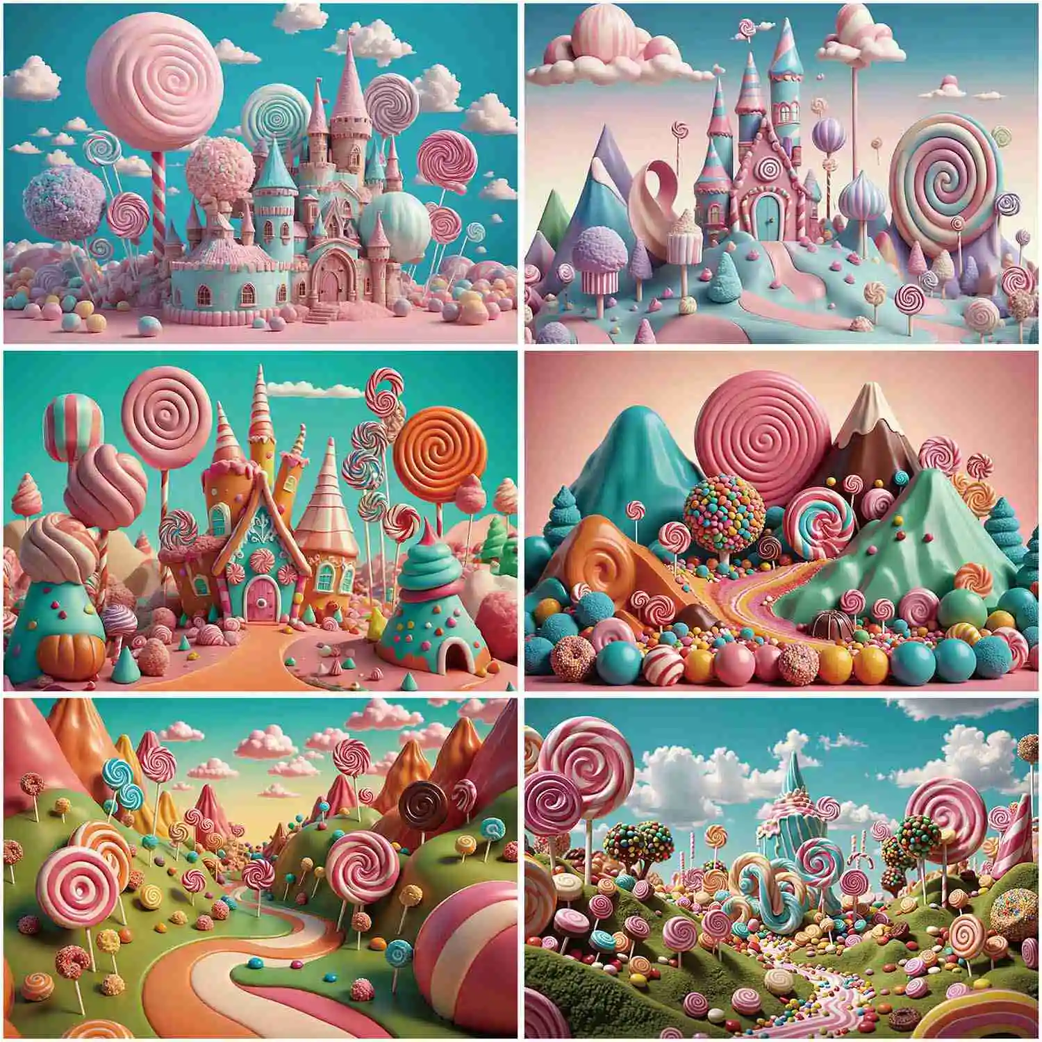 

MOON.QG Candyland Birthday Photography Background Newborn Baby Sweet Party Photocall Backdrop Custom Studio Photo Shooting Props