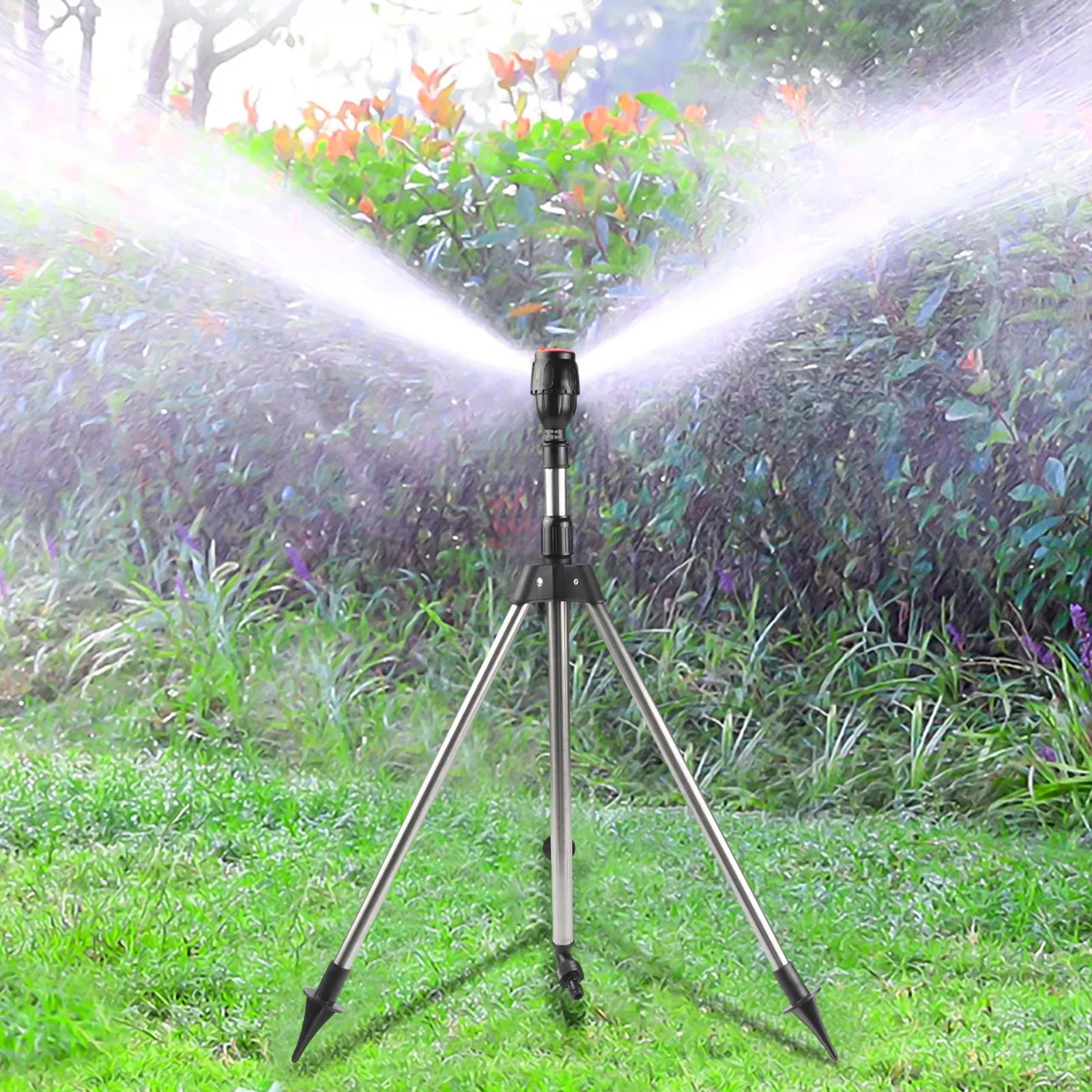 

Irrigation Rotating Tripod 64 X 50 Cm Automatic Rotating Sprinkler With Tripod For Garden 360 Degree Watering Nozzle Garden