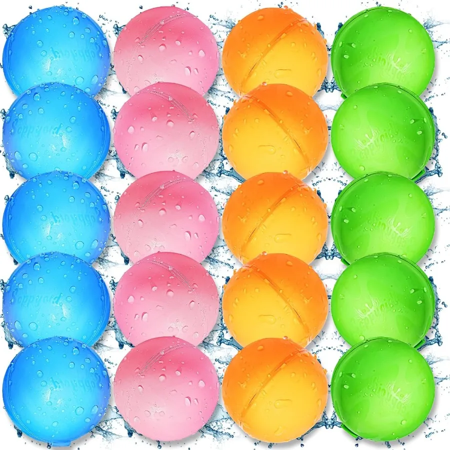 Balões de água reutilizáveis, 20 peças, piscina, praia, brinquedos para diversão no verão, brinquedos aquáticos ao ar livre, jogos para adultos, fora, quintal, natação