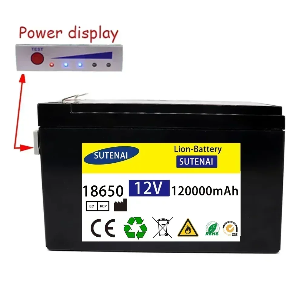 Penyemprot baru 12V 120AH paket baterai Lithium 18650 baterai litium 30A BMS arus tinggi bawaan untuk baterai kendaraan listrik 12.6V pengisi daya
