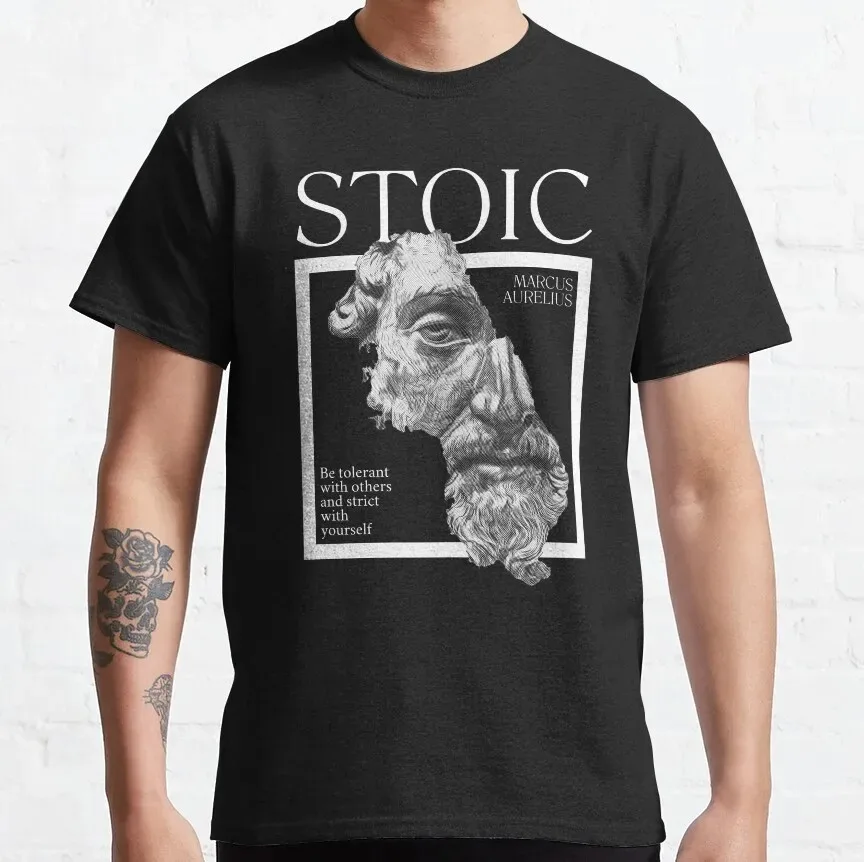 Stoic Wisdom Funny T-Shirt Men's Casual Cotton Tee Size S-4XL